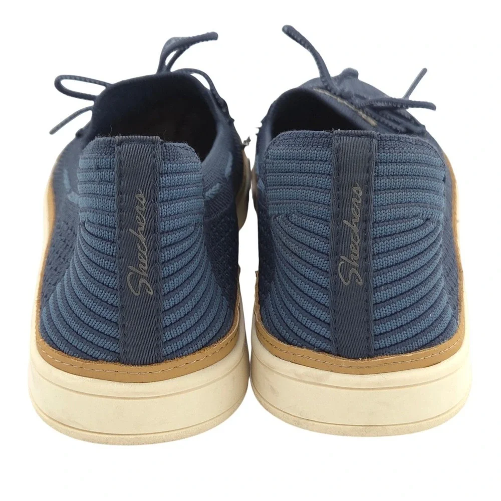 Skechers Coastal Drive Sneakers Womens 9.5 Blue Boat Shoe Knit Memory Foam NEW